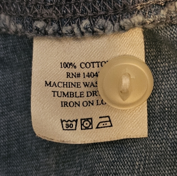 Faherty Heathered acid washed blue henley Men cotton Tee shirt tops size L - Picture 9 of 9